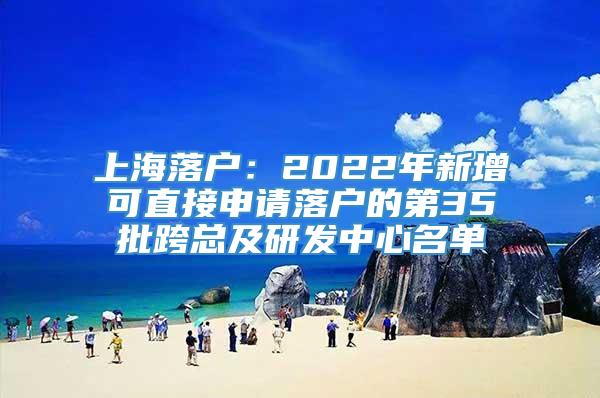 上海落户：2022年新增可直接申请落户的第35批跨总及研发中心名单