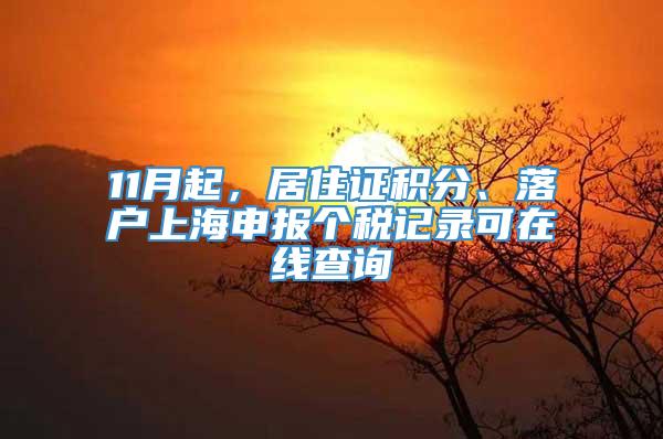 11月起，居住证积分、落户上海申报个税记录可在线查询