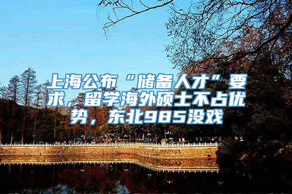 上海公布“储备人才”要求，留学海外硕士不占优势，东北985没戏
