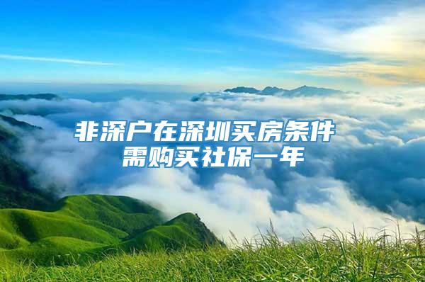 非深户在深圳买房条件 需购买社保一年