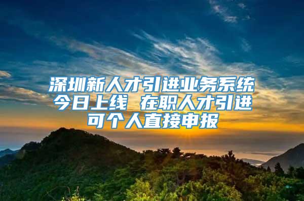 深圳新人才引进业务系统今日上线 在职人才引进可个人直接申报