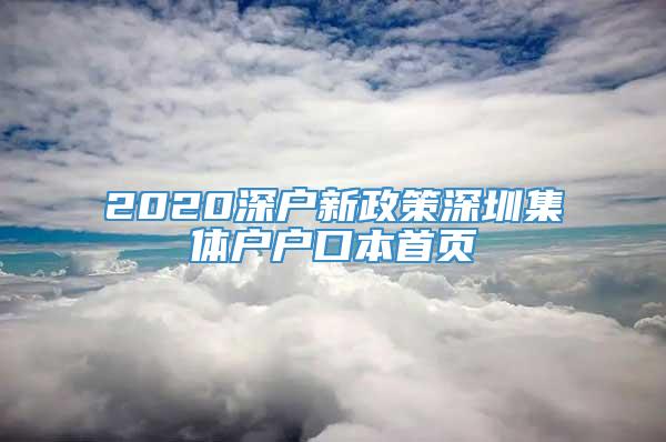 2020深户新政策深圳集体户户口本首页