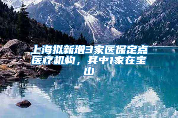 上海拟新增3家医保定点医疗机构，其中1家在宝山