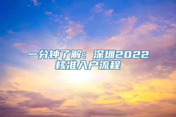 一分钟了解：深圳2022核准入户流程