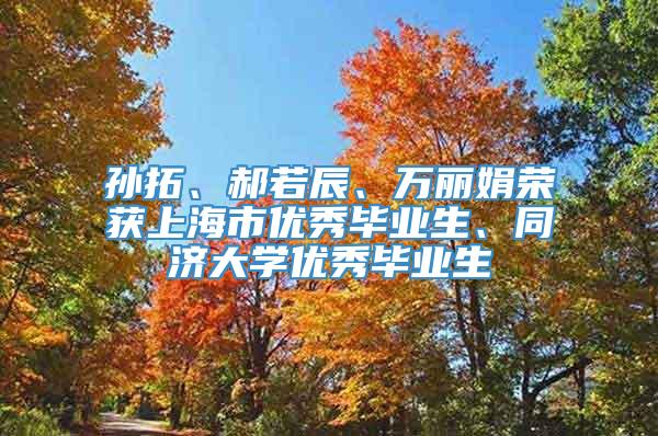 孙拓、郝若辰、万丽娟荣获上海市优秀毕业生、同济大学优秀毕业生