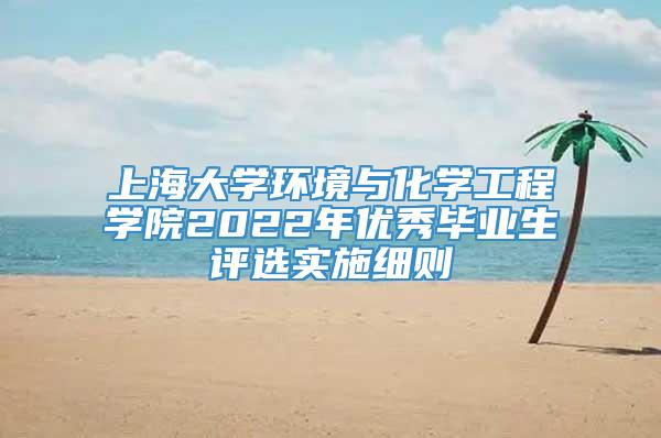 上海大学环境与化学工程学院2022年优秀毕业生评选实施细则