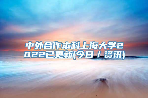 中外合作本科上海大学2022已更新(今日／资讯)