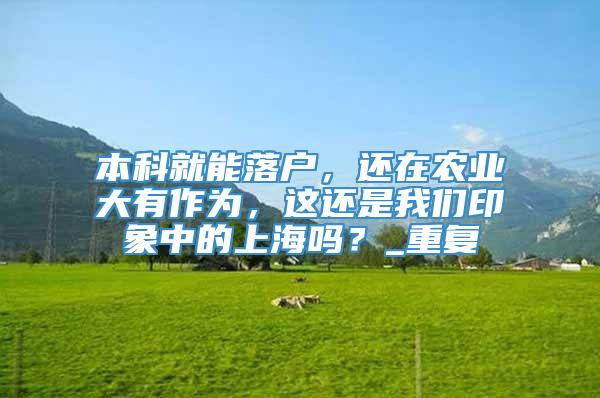 本科就能落户，还在农业大有作为，这还是我们印象中的上海吗？_重复