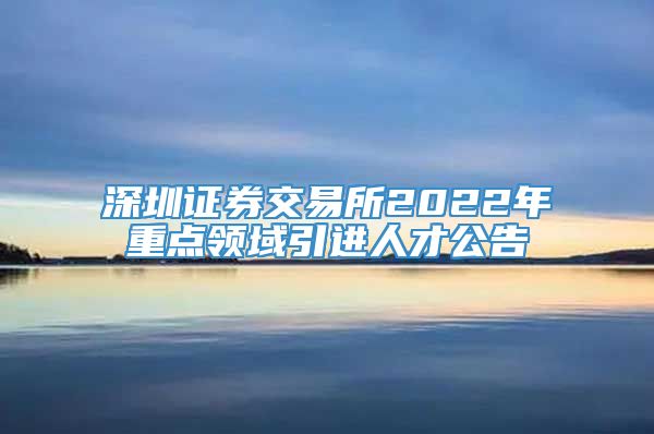 深圳证券交易所2022年重点领域引进人才公告