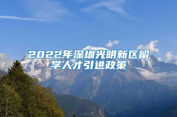 2022年深圳光明新区留学人才引进政策