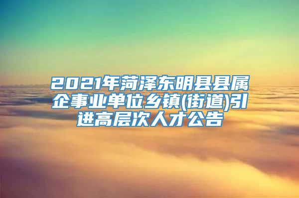 2021年菏泽东明县县属企事业单位乡镇(街道)引进高层次人才公告