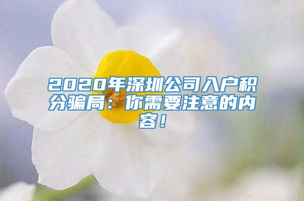 2020年深圳公司入户积分骗局：你需要注意的内容！