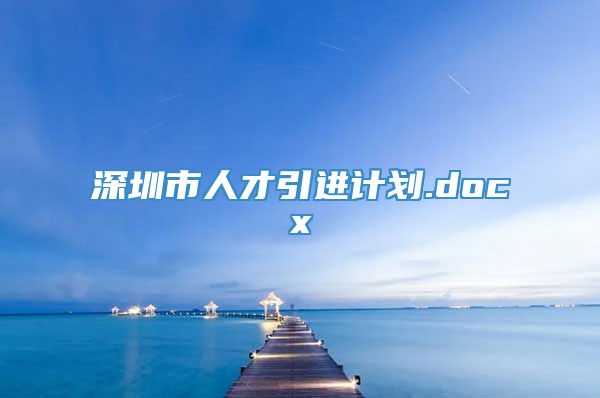 深圳市人才引进计划.docx