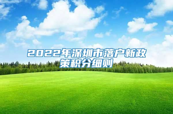 2022年深圳市落户新政策积分细则