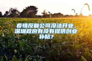 疫情反复公司没法开业，深圳政府有没有提供创业补贴？