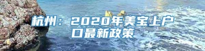 杭州：2020年美宝上户口最新政策