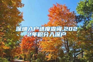 深圳入户进度查询,2022年积分入深户