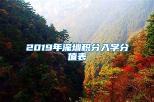 2019年深圳积分入学分值表