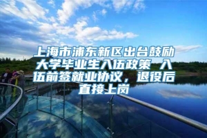 上海市浦东新区出台鼓励大学毕业生入伍政策 入伍前签就业协议，退役后直接上岗
