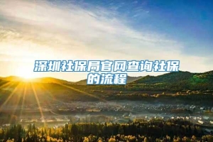 深圳社保局官网查询社保的流程