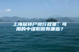 上海居转户现行政策：可用的中级职称有哪些？