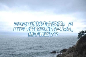 2020计划生育改革：2016年前的2胎落户上海，终于有救了？