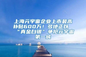 上海元宇宙企业上市最高补贴600万！多地正以“真金白银”争抢元宇宙第一城