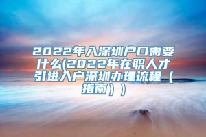 2022年入深圳户口需要什么(2022年在职人才引进入户深圳办理流程（指南）)