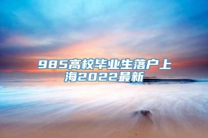 985高校毕业生落户上海2022最新