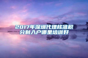 2017年深圳代理核准积分制入户哪里培训好