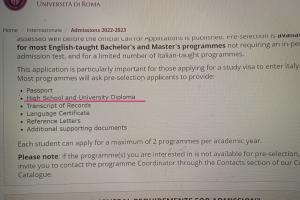 申请罗马一大本科必须要有高中毕业证吗？非常感谢！！？