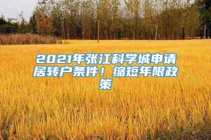 2021年张江科学城申请居转户条件！缩短年限政策