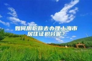 如何用职称去办理上海市居住证积分呢？