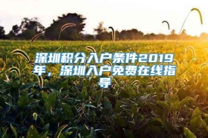 深圳积分入户条件2019年，深圳入户免费在线指导