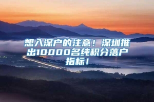 想入深户的注意！深圳推出10000名纯积分落户指标！
