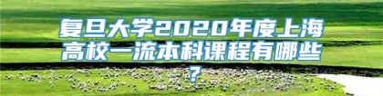 复旦大学2020年度上海高校一流本科课程有哪些？