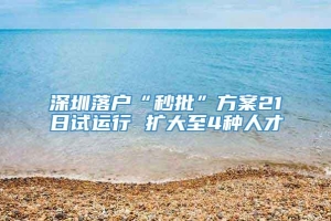 深圳落户“秒批”方案21日试运行 扩大至4种人才