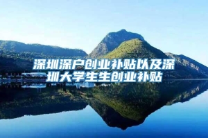 深圳深户创业补贴以及深圳大学生生创业补贴