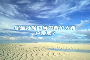 深圳社保如何查看个人账户余额？