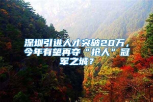 深圳引进人才突破20万，今年有望再夺“抢人”冠军之城？