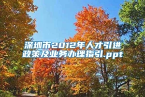 深圳市2012年人才引进政策及业务办理指引.ppt