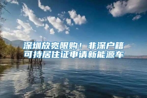 深圳放宽限购！非深户籍可持居住证申请新能源车