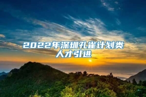 2022年深圳孔雀计划类人才引进