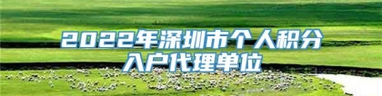 2022年深圳市个人积分入户代理单位