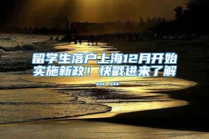 留学生落户上海12月开始实施新政！快戳进来了解……