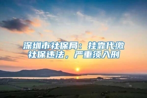 深圳市社保局：挂靠代缴社保违法，严重须入刑