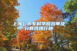 上海公办专科学校名单及分数线排行榜