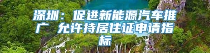 深圳：促进新能源汽车推广 允许持居住证申请指标