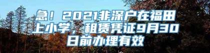 急！2021非深户在福田上小学，租赁凭证9月30日前办理有效