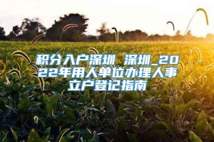 积分入户深圳 深圳_2022年用人单位办理人事立户登记指南